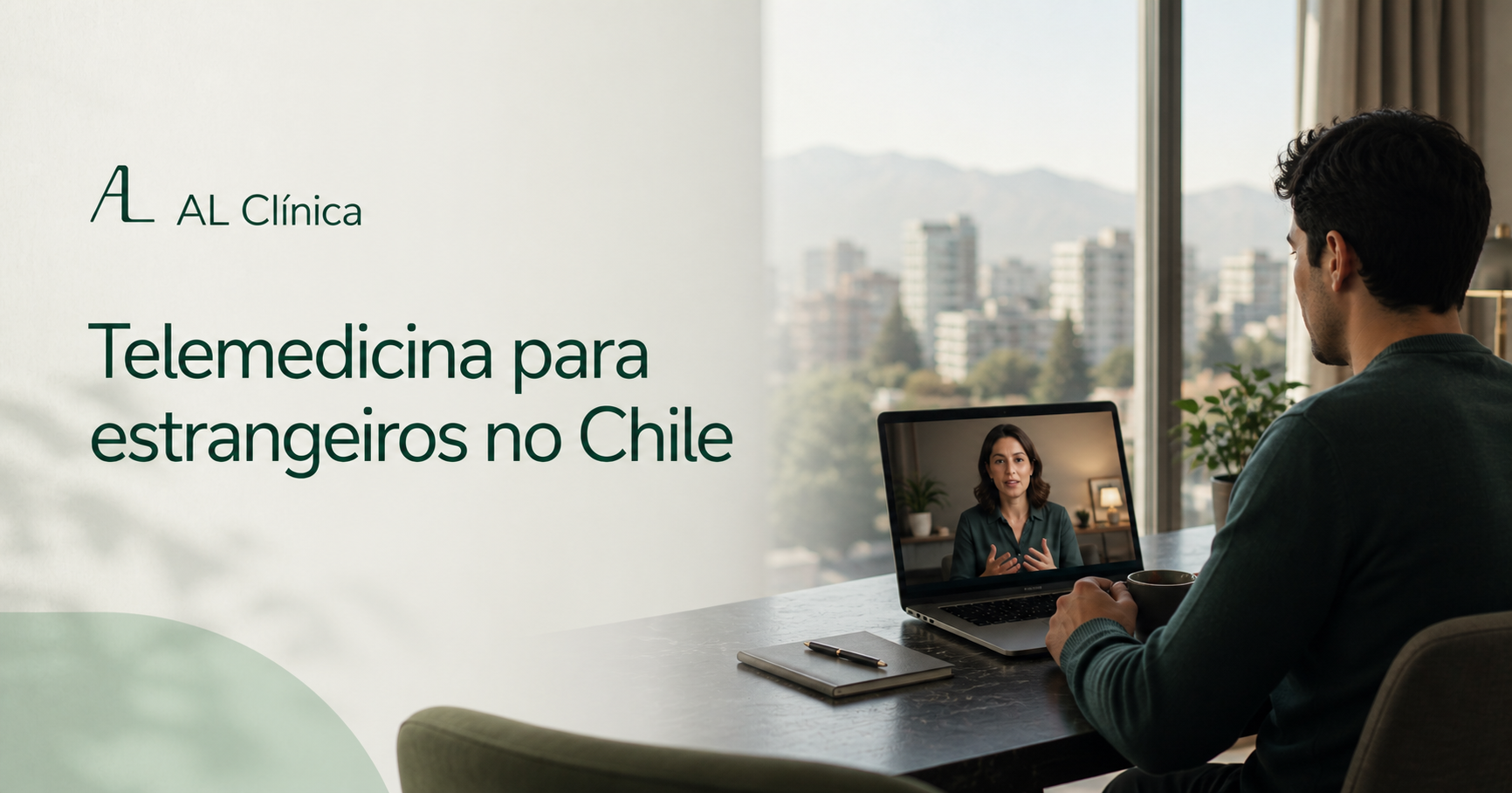 Paciente estrangeiro em uma consulta médica por videochamada no Chile